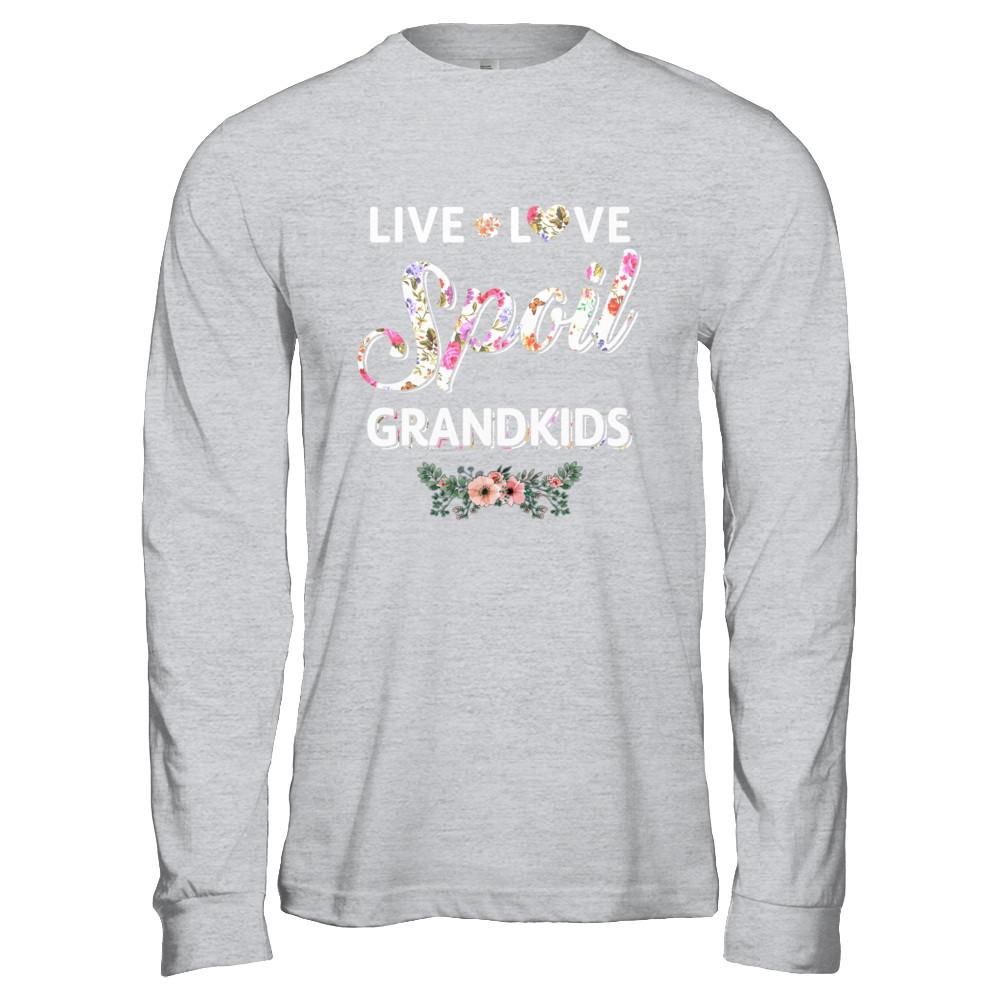 Funny Grandma Live Love Spoil Grandkids Mothers Day-T-Shirt & Hoodie-Long Sleeve T-Shirt-Sport Grey