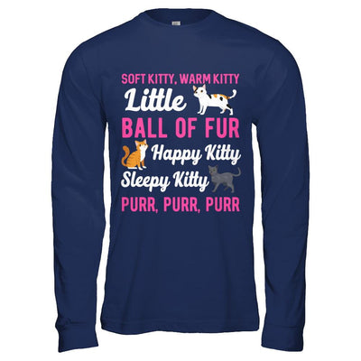 Soft Warm Little Ball Of Fur Happy Sleepy Kitty Cat-T-Shirt & Hoodie-Long Sleeve T-Shirt-Navy
