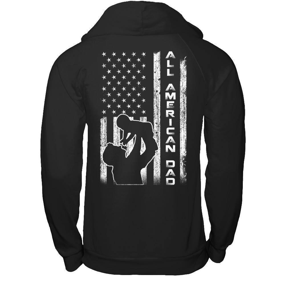 All American Dad Flag-T-Shirt & Hoodie-Pullover Hoodie-Black