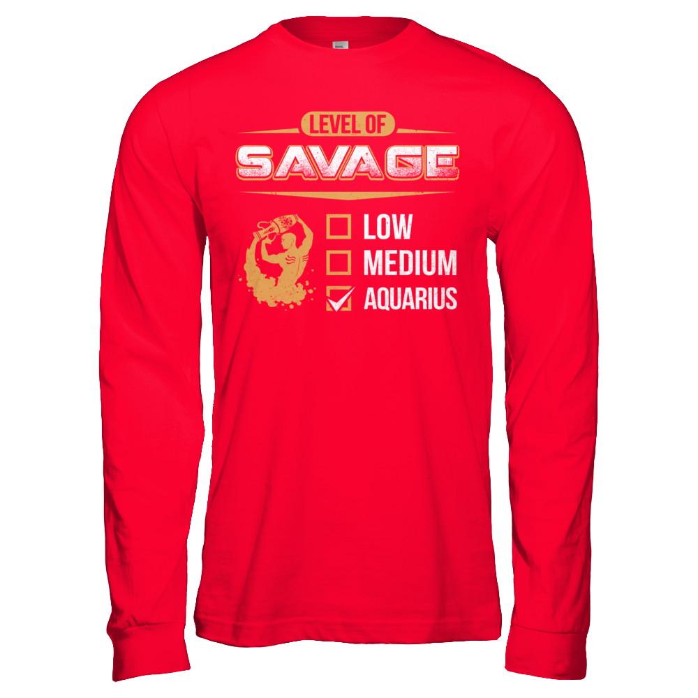Level Of Savage Aquarius-T-Shirt & Hoodie-Long Sleeve T-Shirt-Red
