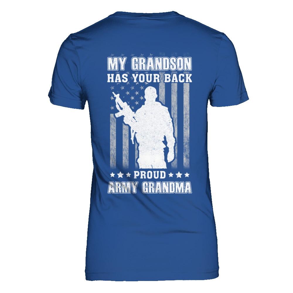 My Grandson Has Your Back Proud Proud Army Grandma-T-Shirt & Hoodie-Women's T-Shirt-Royal