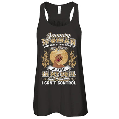 I'm A January Woman Funny Birthday-T-Shirt & Tank Top-Women's Flowy Racerback Tank-Black