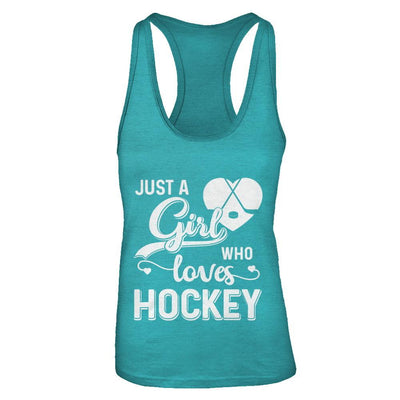 Just A Girl Who Loves Hockey-T-Shirt & Tank Top-Women's Ideal Racerback Tank-Tahiti Blue