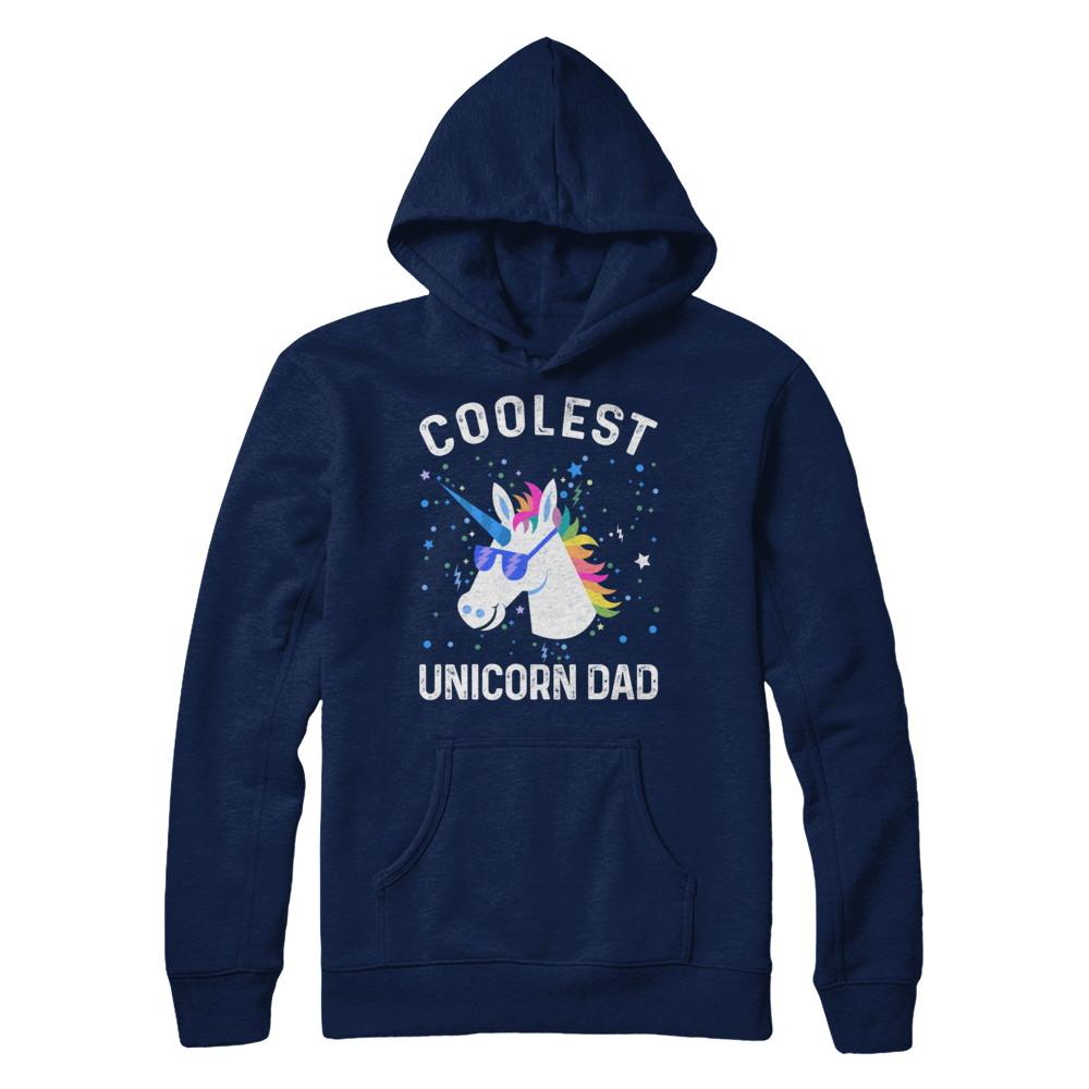 Coolest Unicorn Dad Cute Funny Unicorn Fathers Day-T-Shirt & Hoodie-Hanes - Heavyweight Pullover Hoodie-Navy