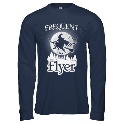 Frequent Flyer Funny Halloween Witch Costume Gift-T-Shirt & Hoodie-Long Sleeve T-Shirt-Navy