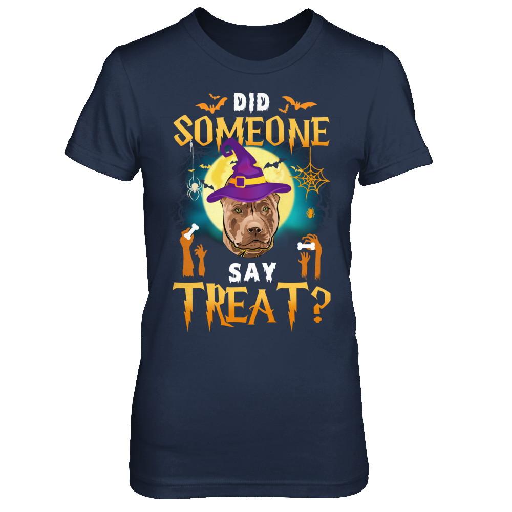 Did Someone Say Treat Pitbull Halloween Costume-T-Shirt & Hoodie-Women's T-Shirt-Navy