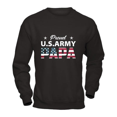 Proud Us Army Papa-T-Shirt & Hoodie-Crewneck Sweatshirt-Black