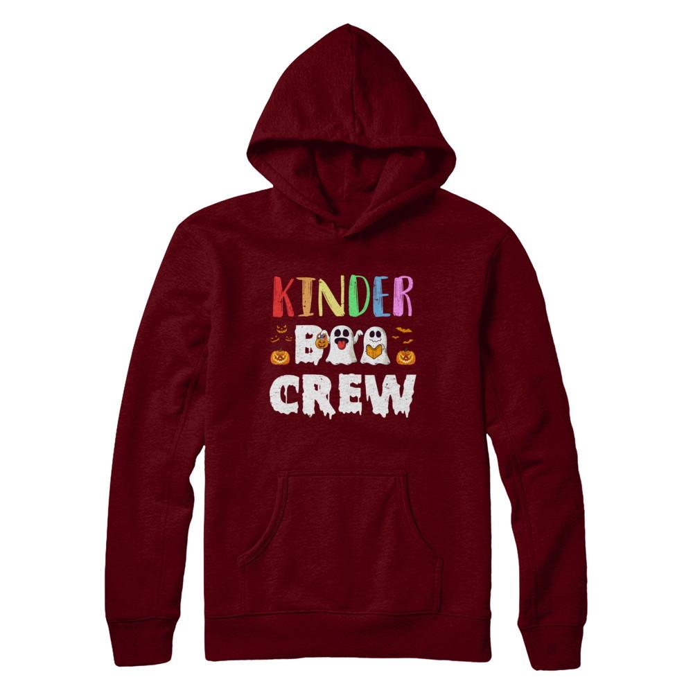 Cute Boo Crew Kindergarten Teacher Halloween-T-Shirt & Hoodie-Pullover Hoodie-Maroon