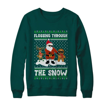 Flossing Through The Snow Santa Ugly Christmas Sweater-T-Shirt & Sweatshirt-Crewneck Sweatshirt-Deep Forest