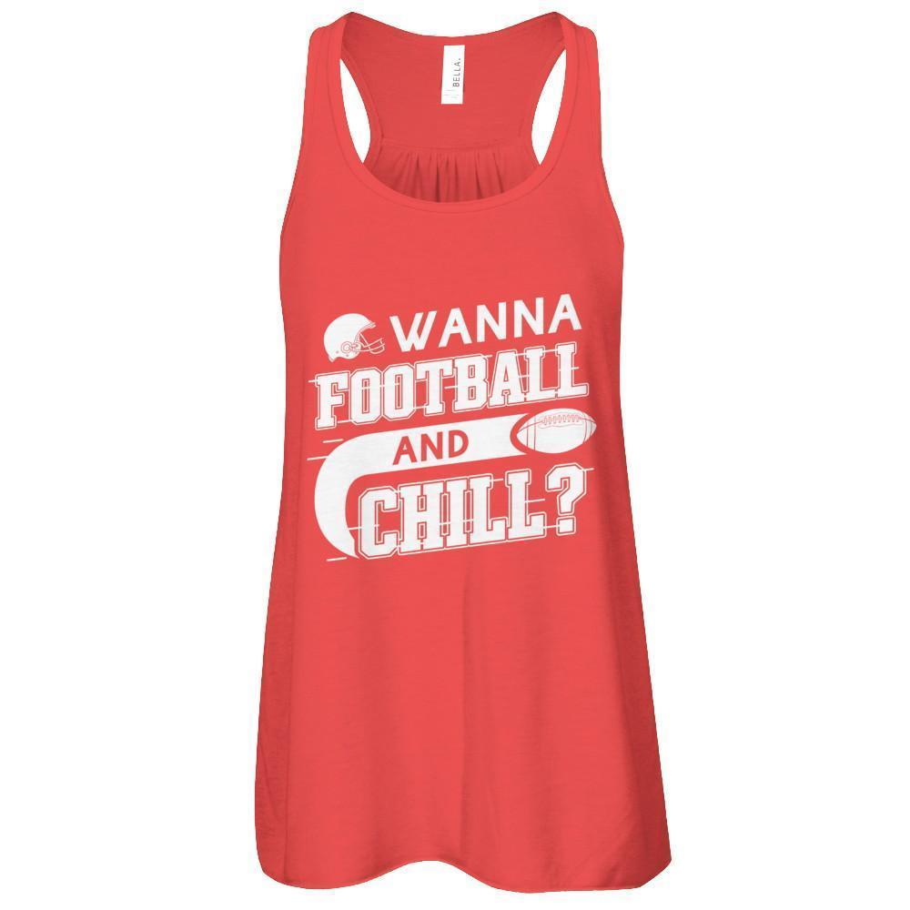 Wanna Football And Chill-T-Shirt & Tank Top-Women's Flowy Racerback Tank-Red