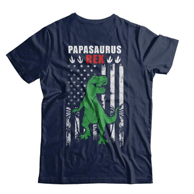 PapaSaurus Papa Dinosaur Rex American Flag Fathers Day-T-Shirt & Hoodie-Classic T-Shirt-Navy