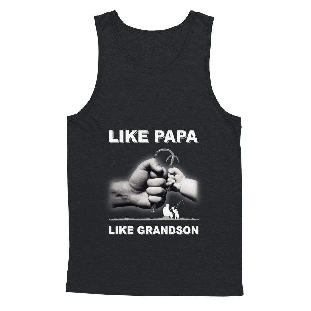 Like Papa Like Grandson Fishing Fish Fathers Day-T-Shirt & Hoodie-Unisex Tank-Black