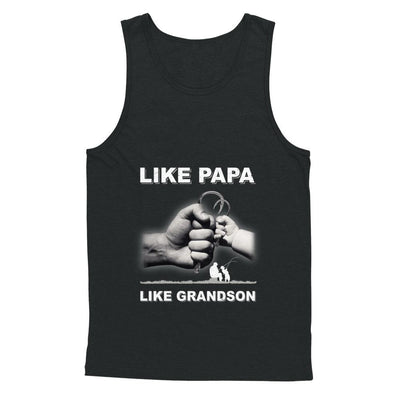 Like Papa Like Grandson Fishing Fish Fathers Day-T-Shirt & Hoodie-Unisex Tank-Black
