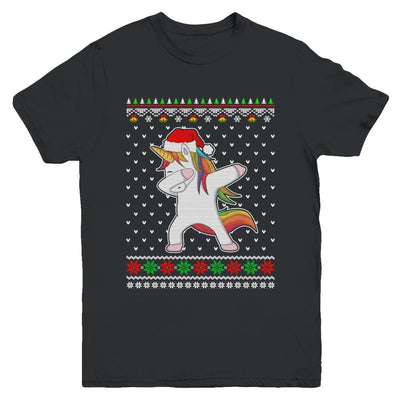 Dabbing Tangled Lights Ugly Christmas Sweater Girls Youth-Youth Shirt-Youth T-Shirt-Black