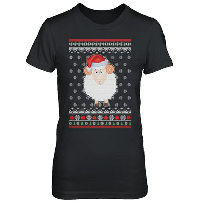 Pajamas Lamb Sheep Santa Hat Ugly Christmas Sweater-T-Shirt & Sweatshirt-Women's T-Shirt-Black