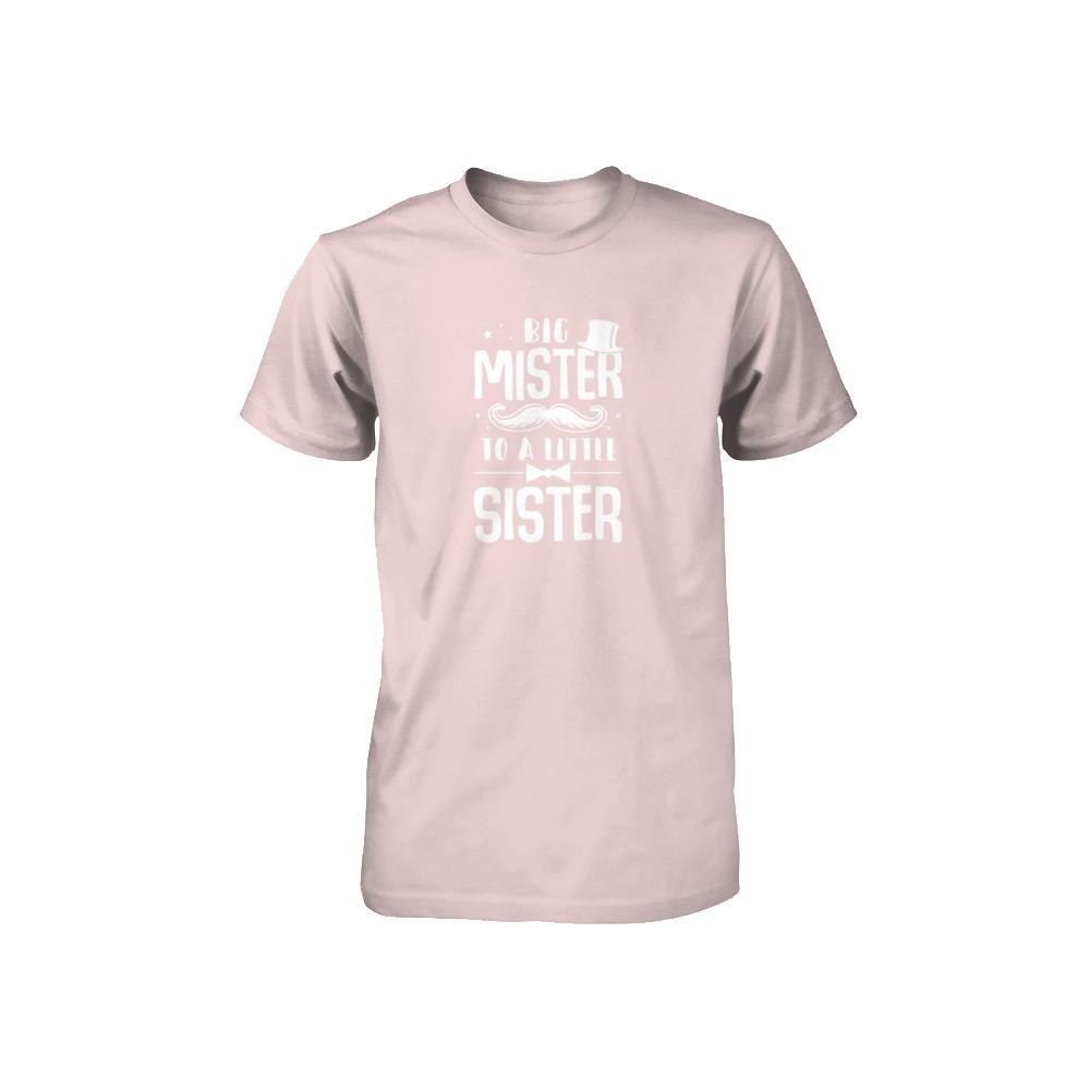 Big Mister To A Little Sister Baby Kid Shower Youth-Youth Shirt-Toddler T-Shirt-Pink