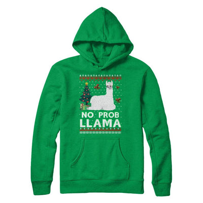 No Prob Llama No Drama Christmas Alpaca Sweater-T-Shirt & Sweatshirt-Pullover Hoodie-Irish Green