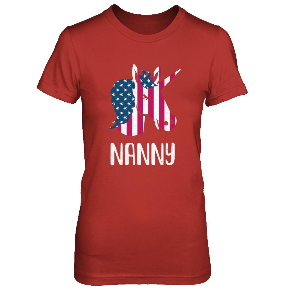 Patriotic Nanny Unicorn Americorn 4Th Of July-T-Shirt & Hoodie-Women's T-Shirt-Red