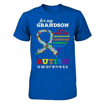 Autism Awareness For My Grandson Love Hope Faith Cure Support-T-Shirt & Hoodie-Premium T-Shirt-Royal