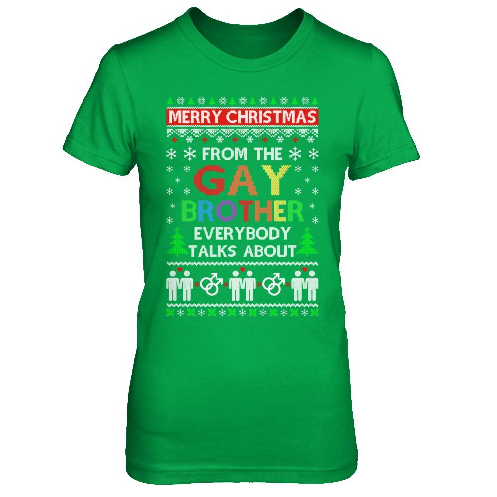 LGBT Merry Christmas From Gay Brother Ugly Christmas Sweater-T-Shirt & Sweatshirt-Women's T-Shirt-Irish Green