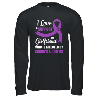 Crohn's & Colitis Awareness Support Purple Girlfriend Boyfriend-T-Shirt & Hoodie-Long Sleeve T-Shirt-Black
