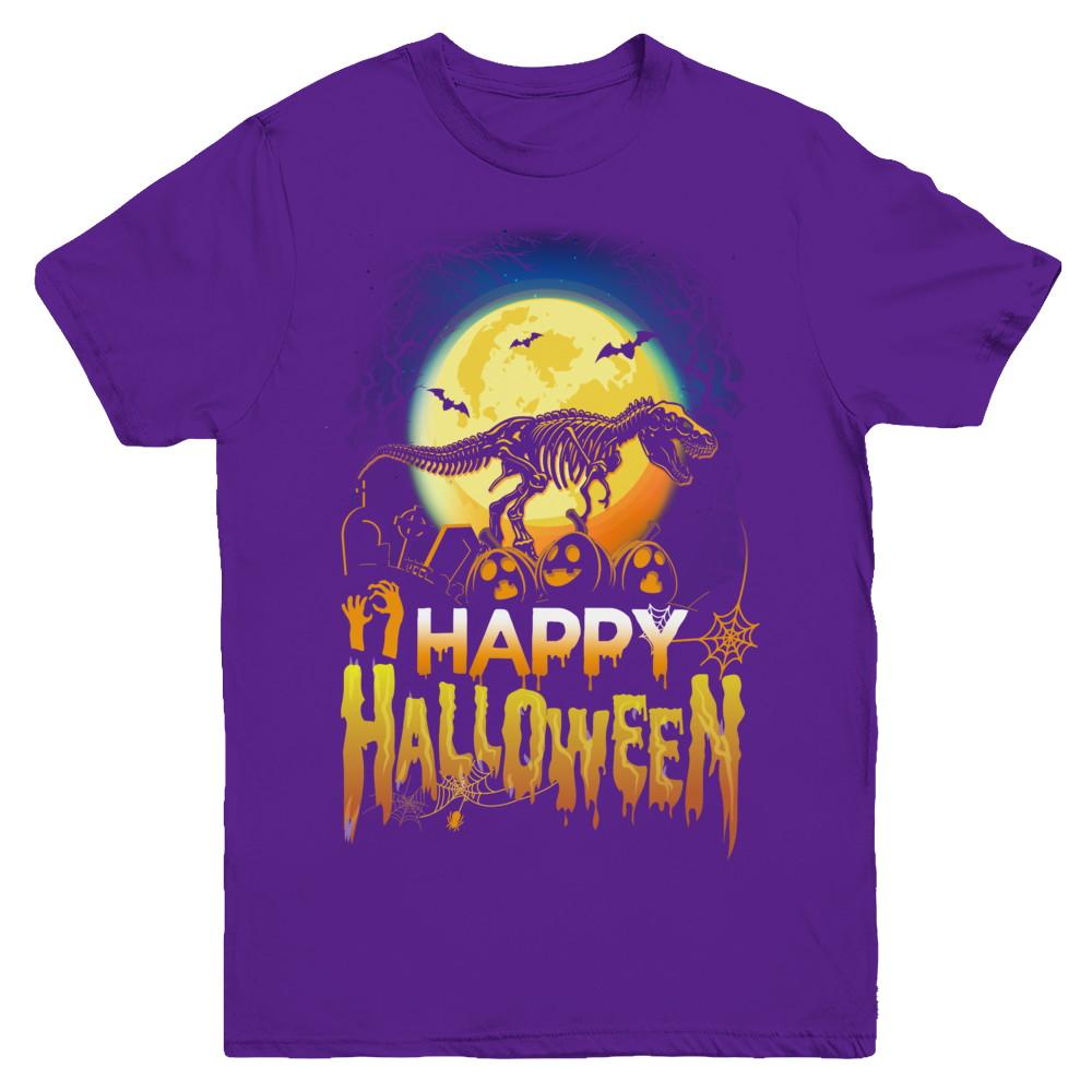 Saurus T Rex Dinosaur Halloween Youth-Youth Shirt-Youth T-Shirt-Purple