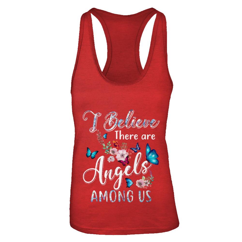 I Believe There Are Angels Among Us Cute Butterfly-T-Shirt & Tank Top-Women's Ideal Racerback Tank-Red