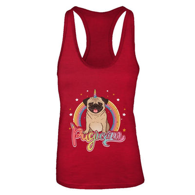 Rainbow Pugicorn Pug Unicorn For Kids-T-Shirt & Tank Top-Women's Ideal Racerback Tank-Red