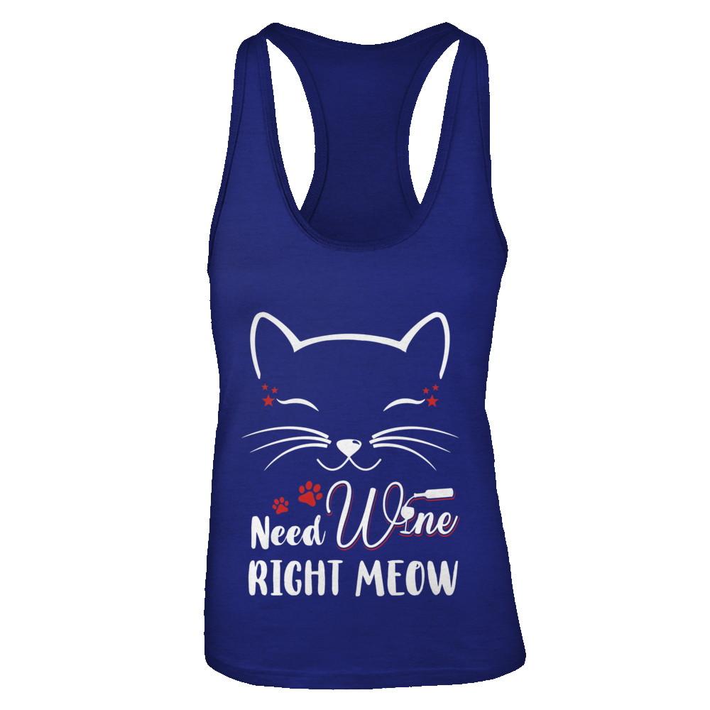 Wine Lover Need Wine Right Meow Cat Drinking Wine Gifts-T-Shirt & Tank Top-Women's Ideal Racerback Tank-Royal