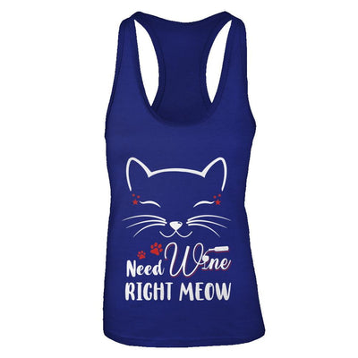 Wine Lover Need Wine Right Meow Cat Drinking Wine Gifts-T-Shirt & Tank Top-Women's Ideal Racerback Tank-Royal
