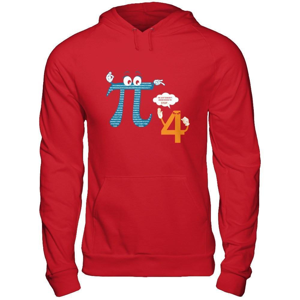 Happy Pi Day 2017 He Doesn't Know When To Stop-T-Shirt & Hoodie-Pullover Hoodie-Red