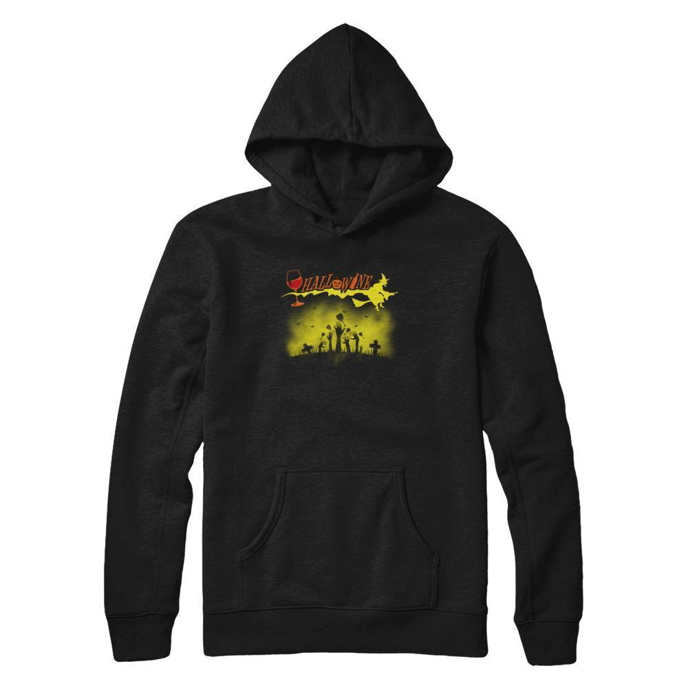Happy Hallowine Funny Halloween Wine Drinkers 2017-T-Shirt & Tank Top-Pullover Hoodie-Black