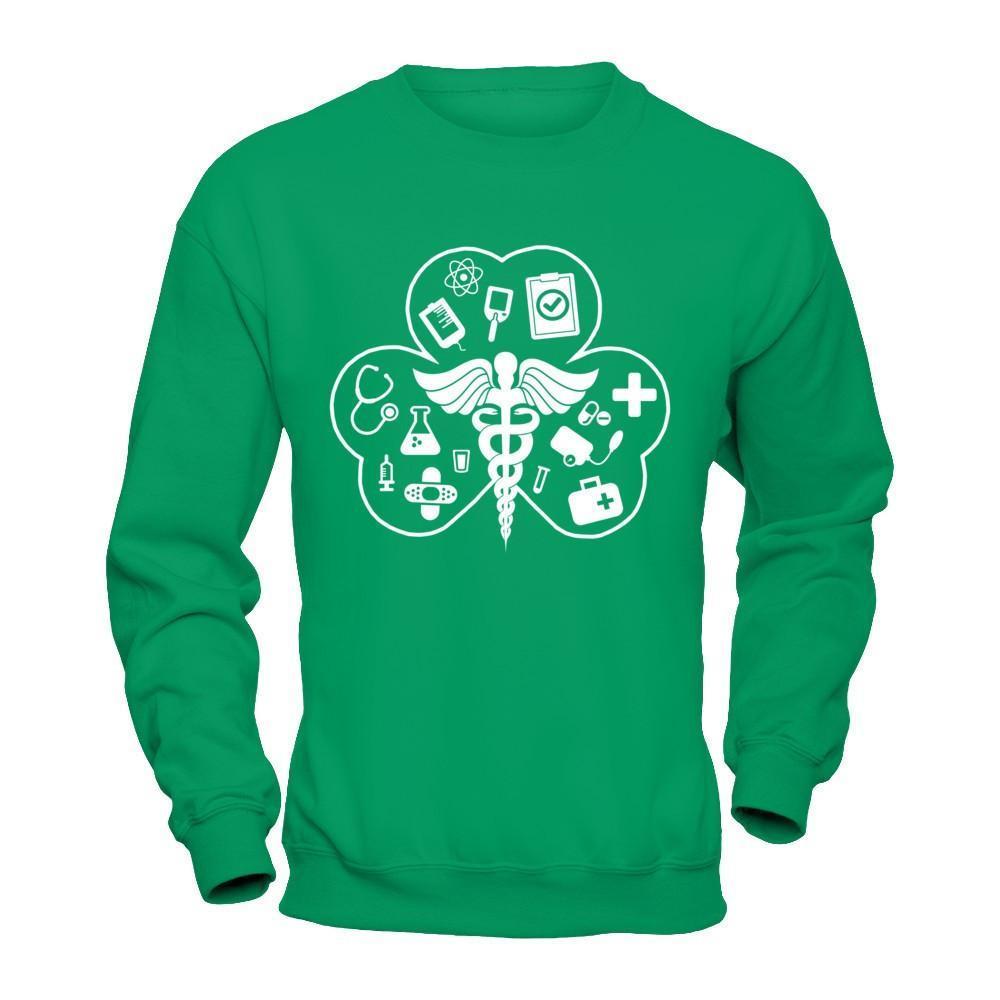 Nurses Happy Saint Patricks Day-T-Shirt & Hoodie-Crewneck Sweatshirt-Irish Green
