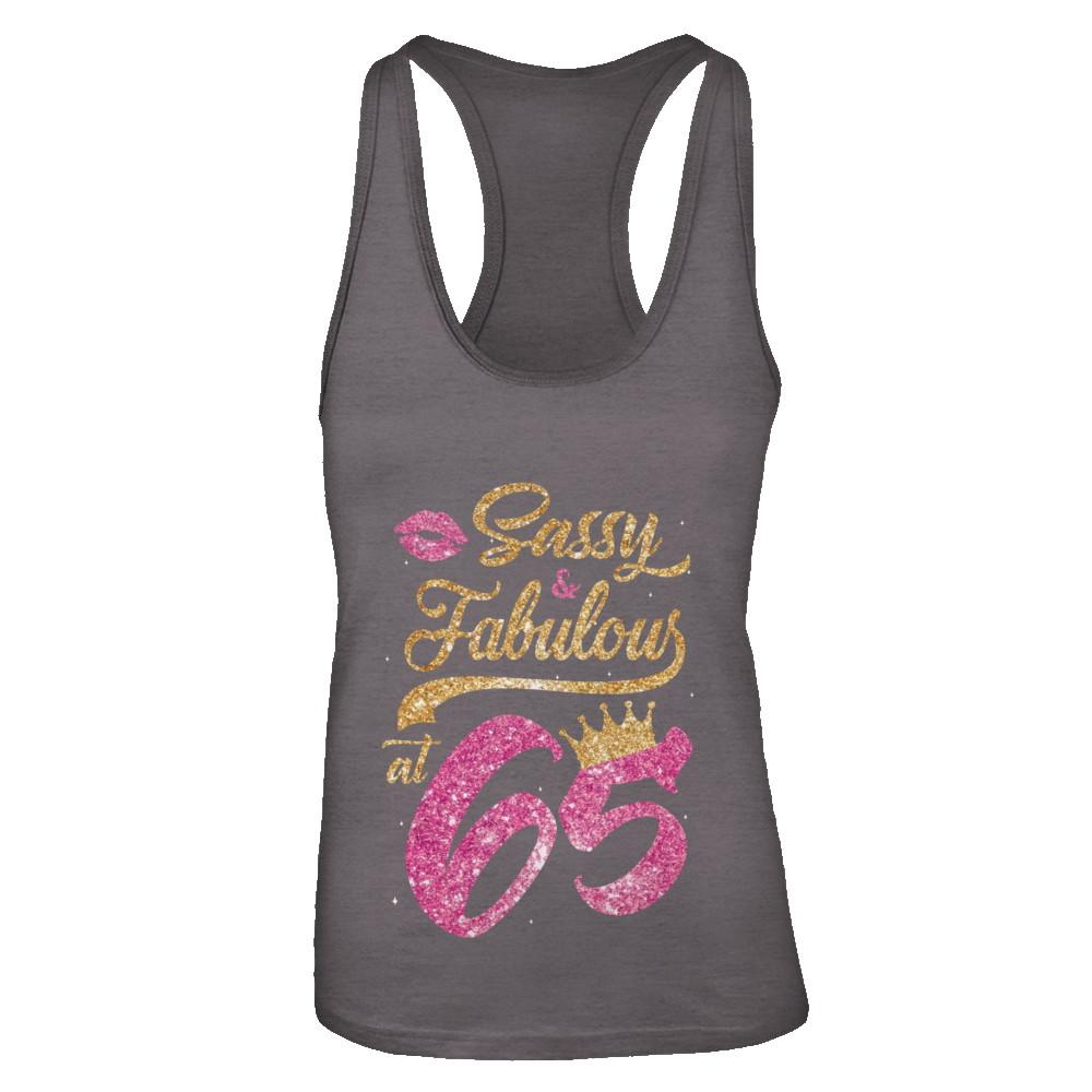Sassy And Fabulous At 65th 1956 Birthday Gift-T-Shirt & Tank Top-Women's Ideal Racerback Tank-Dark Grey