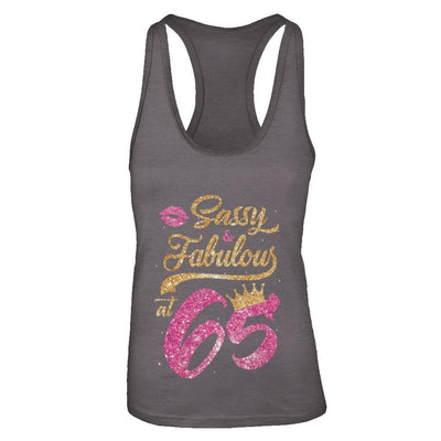 Sassy And Fabulous At 65th 1956 Birthday Gift-T-Shirt & Tank Top-Women's Ideal Racerback Tank-Dark Grey