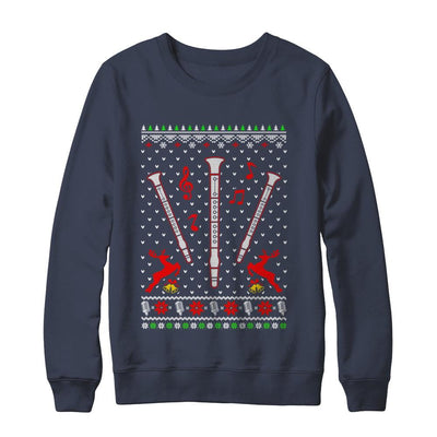 Santa Clarinet Ugly Christmas Sweater Gifts-T-Shirt & Sweatshirt-Crewneck Sweatshirt-Navy
