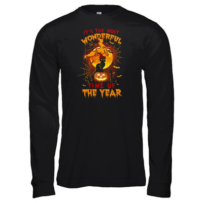 Halloween Cat It's The Most Wonderful Time Of The Year Witches-T-Shirt & Tank Top-Long Sleeve T-Shirt-Black