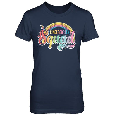 Kindergarten Squad Cute Rainbow Unicorn Back To School-T-Shirt & Hoodie-Women's T-Shirt-Navy