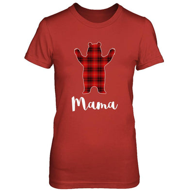 Red Mama Bear Buffalo Plaid Family Christmas Pajamas-T-Shirt & Sweatshirt-Women's T-Shirt-Red