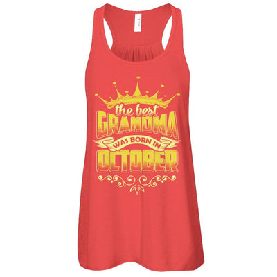 The Best Grandma Was Born In October-T-Shirt & Tank Top-Women's Flowy Racerback Tank-Red