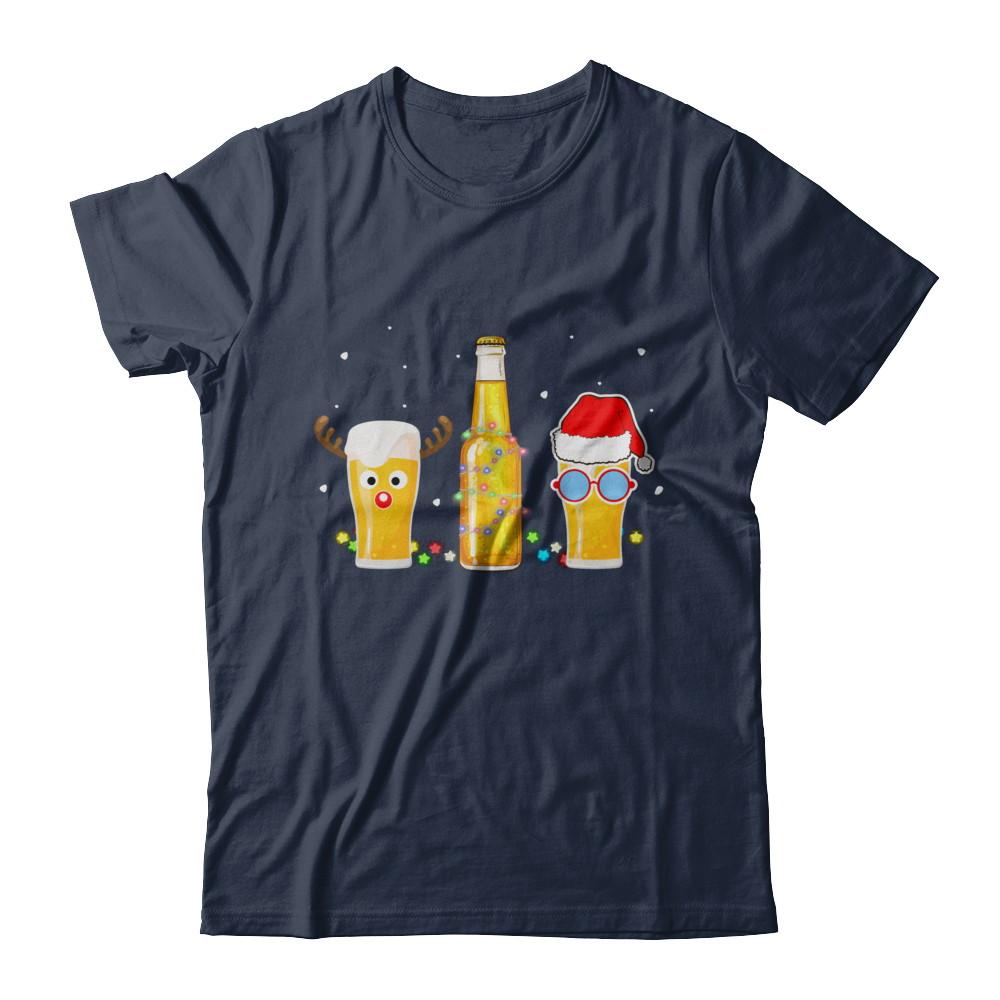 Xmas Merry Christmas Drinking Beer Gift-T-Shirt & Sweatshirt-Classic T-Shirt-Navy