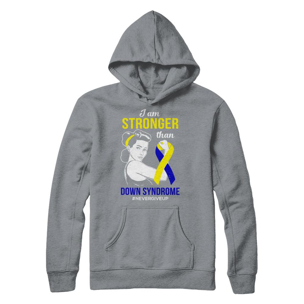 I Am Stronger Than Down Syndrome Awareness Support-T-Shirt & Hoodie-Pullover Hoodie-Light Steel