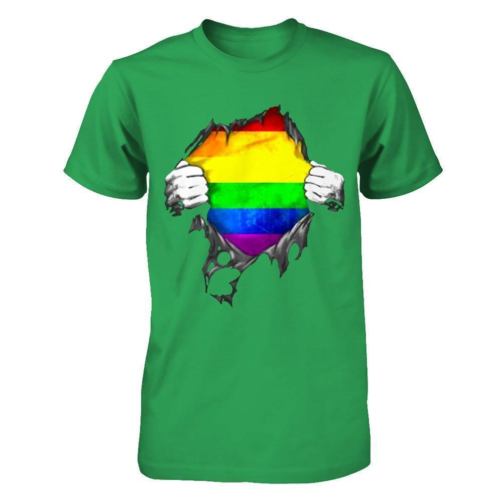 Rainbow Lesbian Gay Pride LGBT Super Stronger-T-Shirt & Hoodie-Premium T-Shirt-Kelly Green