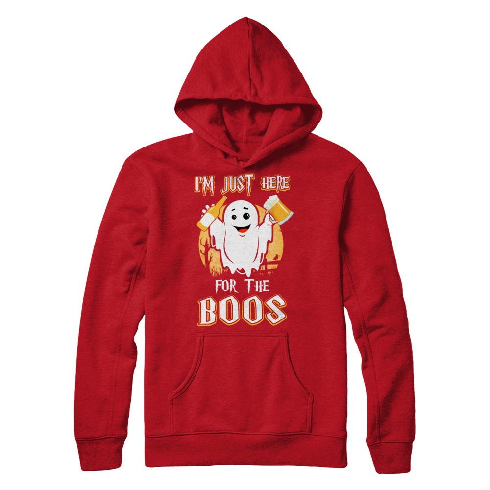 I'm Just Here For The Boos Halloween Beer-T-Shirt & Hoodie-Pullover Hoodie-Red