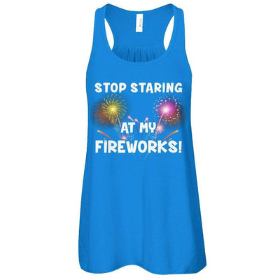 Stop Staring At My Fireworks-T-Shirt & Tank Top-Women's Flowy Racerback Tank-True Royal