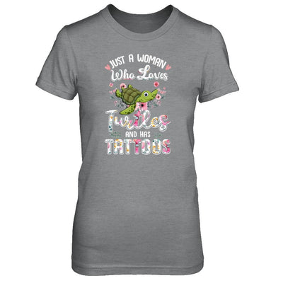 Just A Woman Who Loves Turtles And Has Tattoos-T-Shirt & Tank Top-Women's T-Shirt-Sport Grey
