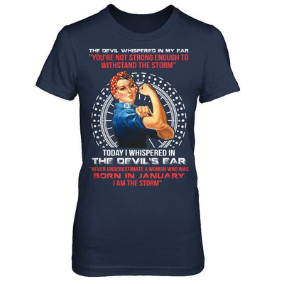 I Whispered Devil Ear Woman Who Was Born In January-T-Shirt & Hoodie-Women's T-Shirt-Navy