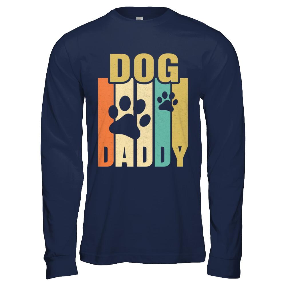 Retro Vintage Daddy Dog Father's Day Gift-T-Shirt & Hoodie-Long Sleeve T-Shirt-Navy