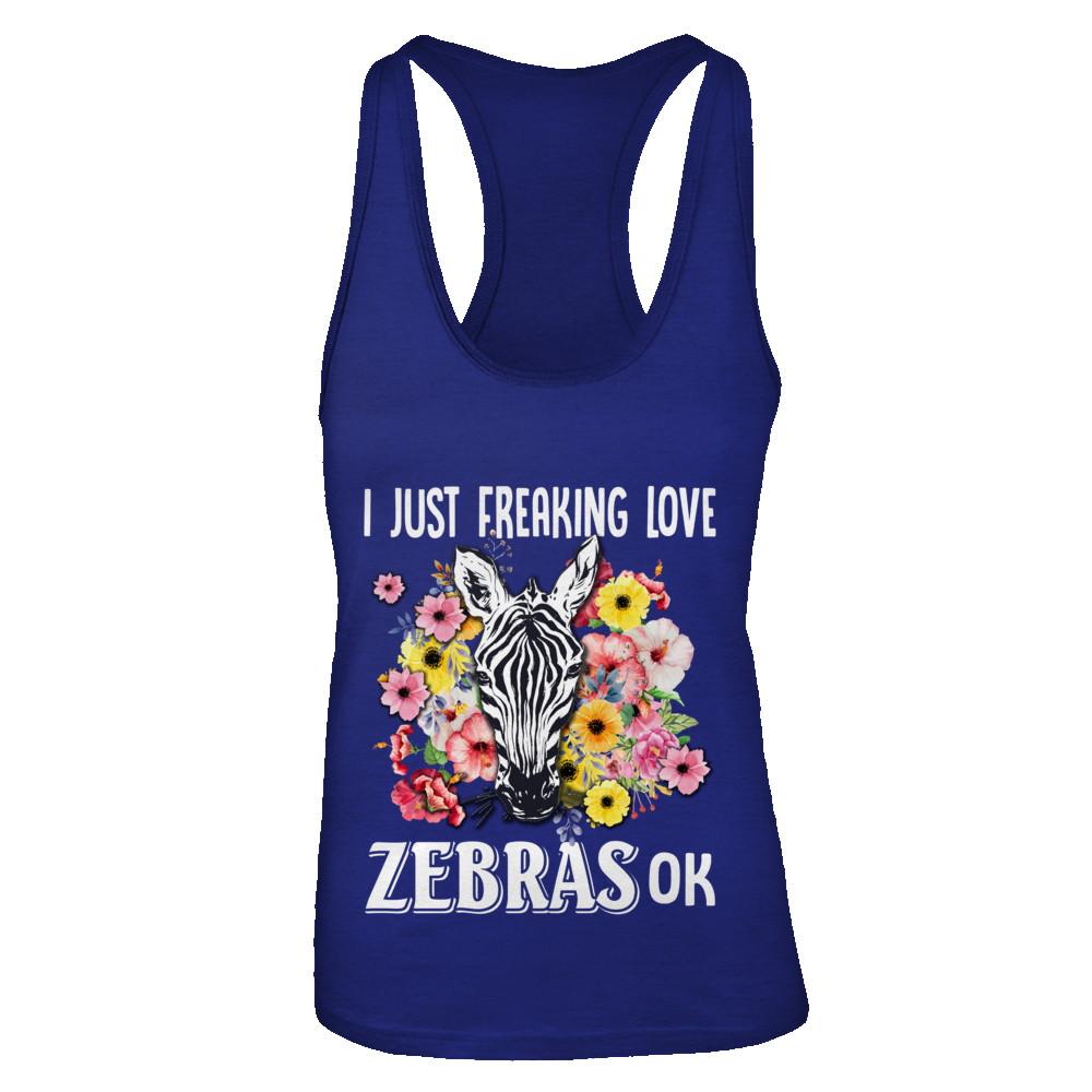 I Just Freaking Love Zebras-T-Shirt & Tank Top-Women's Ideal Racerback Tank-Royal