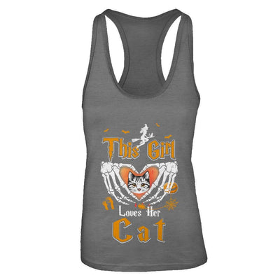 This Girl Love Her Cat Halloween-T-Shirt & Tank Top-Women's Ideal Racerback Tank-Dark Grey